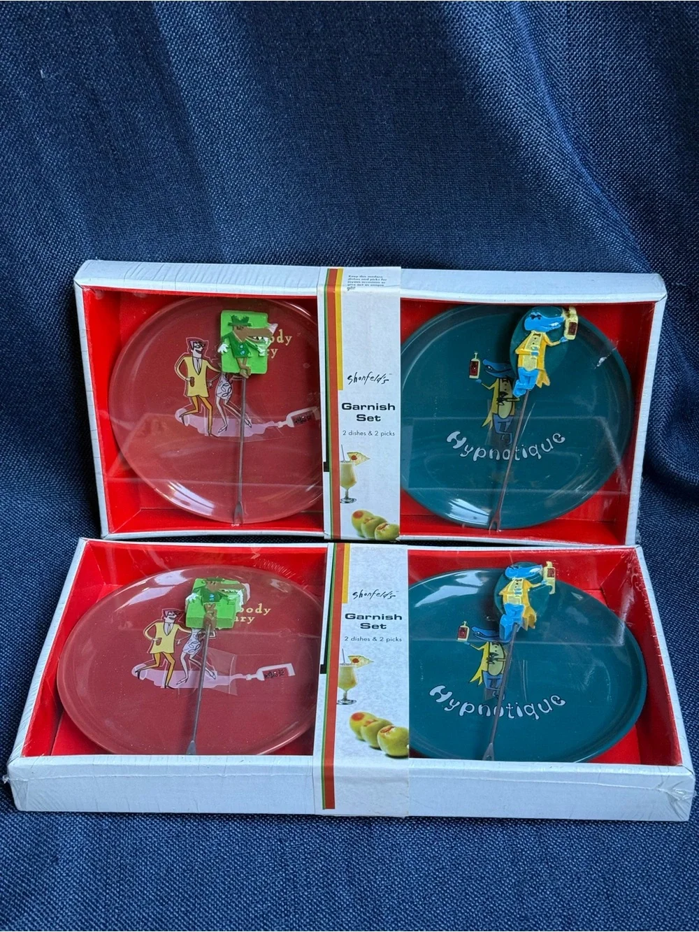 Vintage 2008 Shonfelds Retro Cocktail Garnish Set Lot Of 2 NIB Factory Sealed